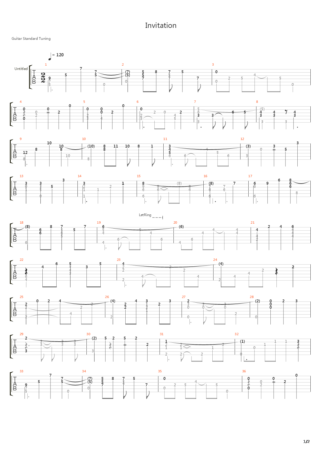 Invitation吉他谱