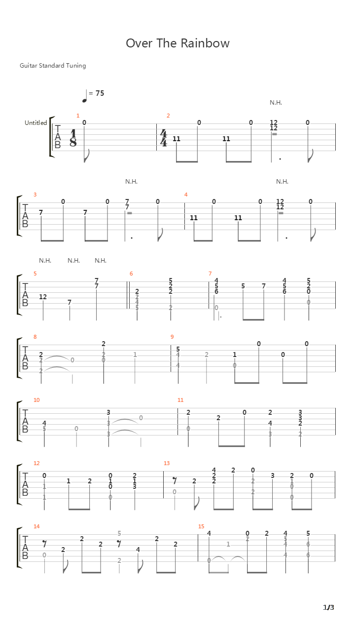 Over The Rainbow吉他谱