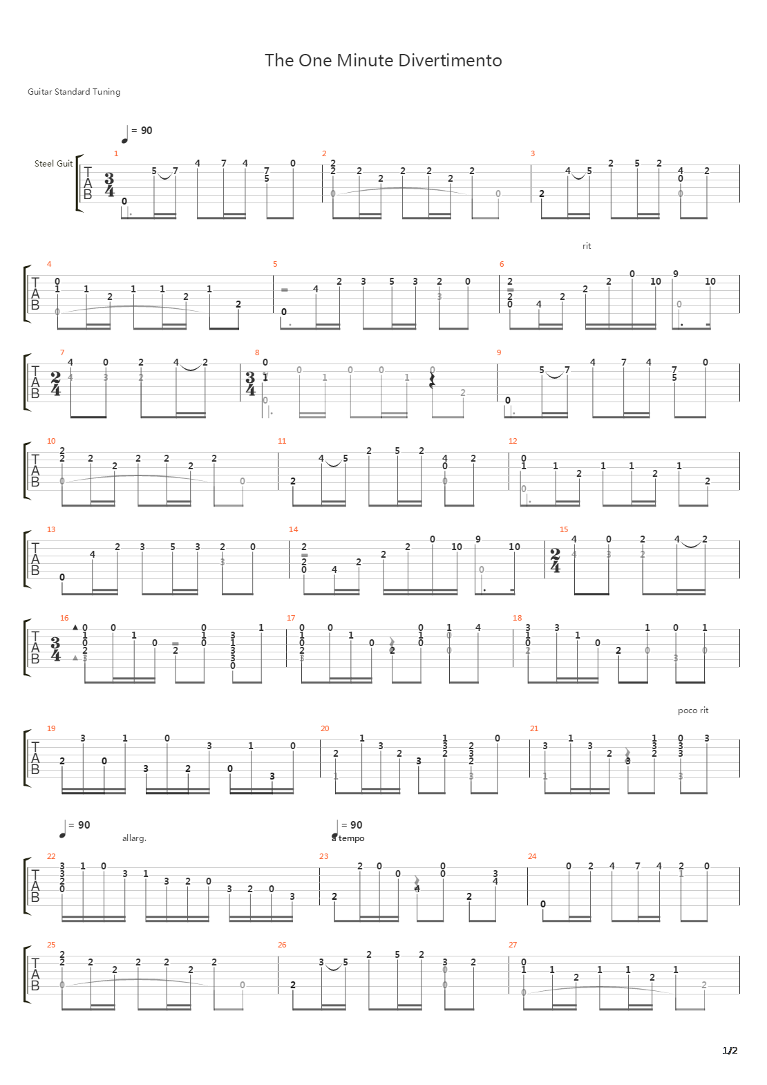The One Minute Divertimento吉他谱
