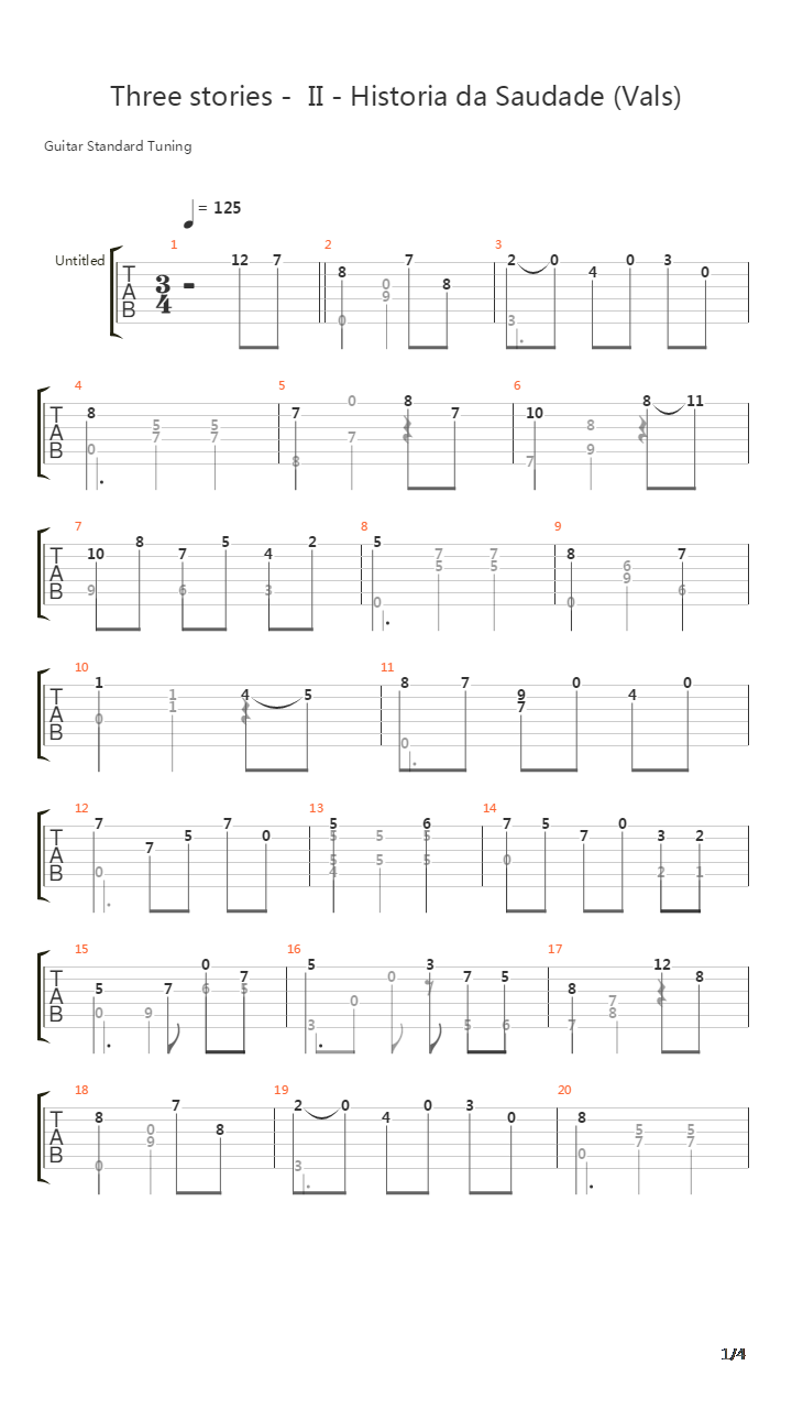 Three Stories II Historia Da Saudade Vals吉他谱