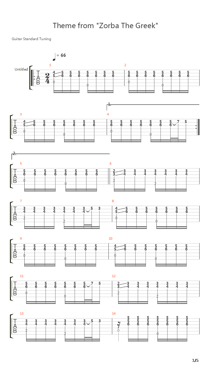 Zorba The Greek吉他谱