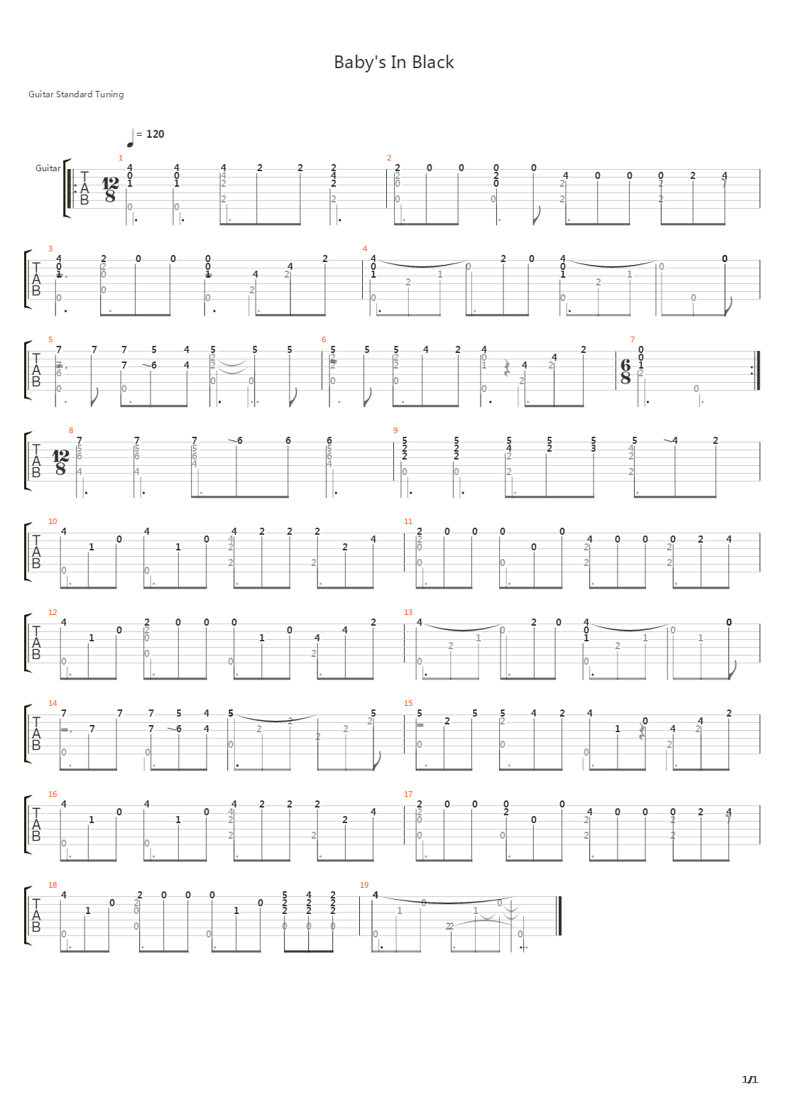 Babys in Black吉他谱
