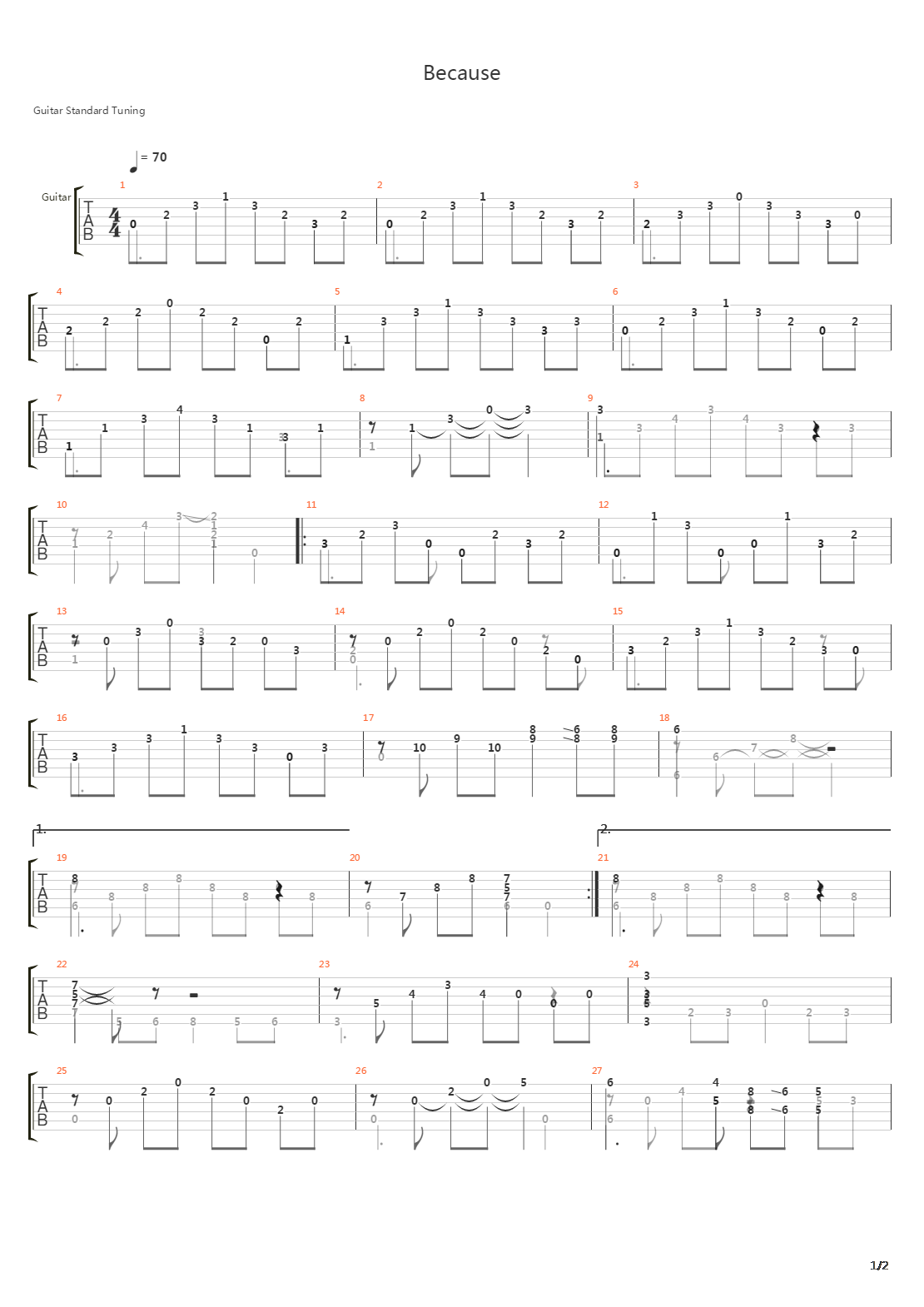 Because吉他谱