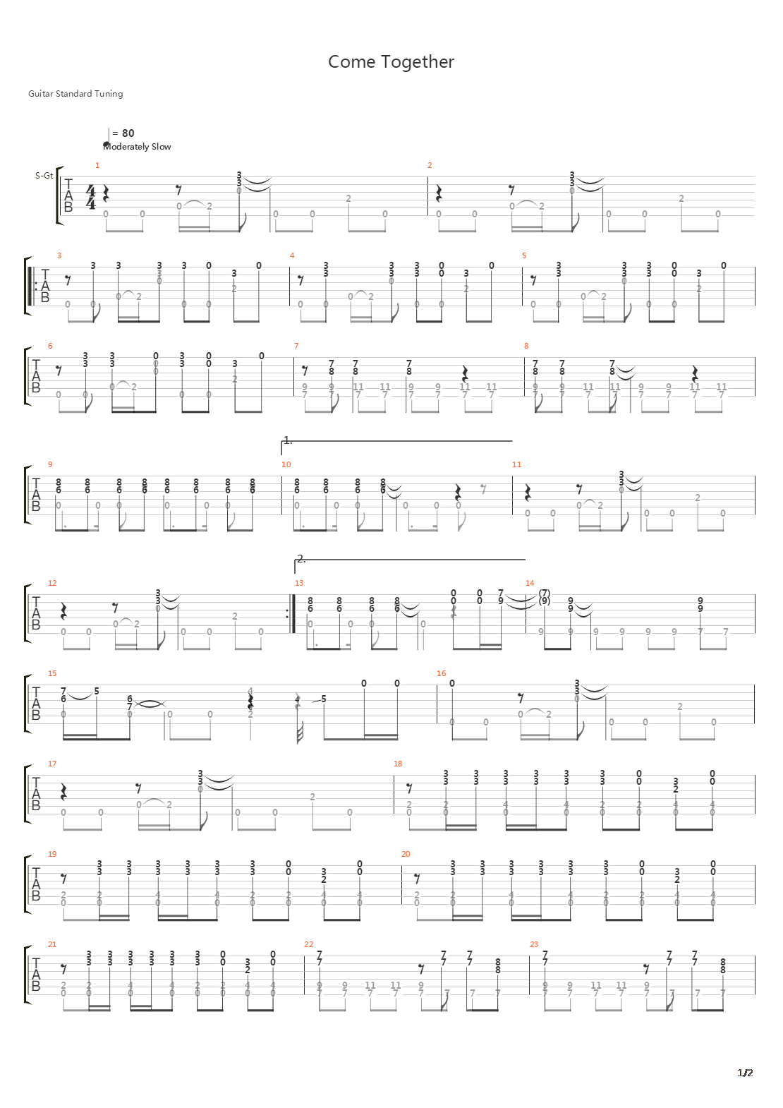 Come Together吉他谱