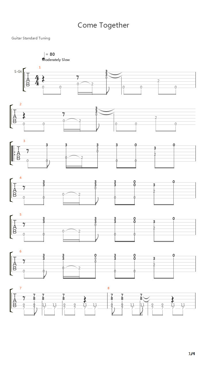 Come Together吉他谱