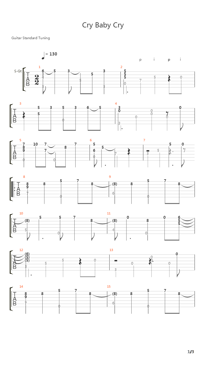 Cry Baby Cry吉他谱