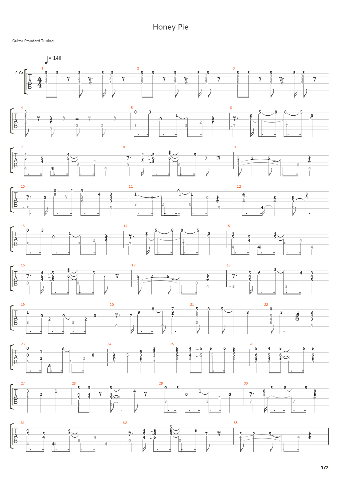 Honey Pie吉他谱