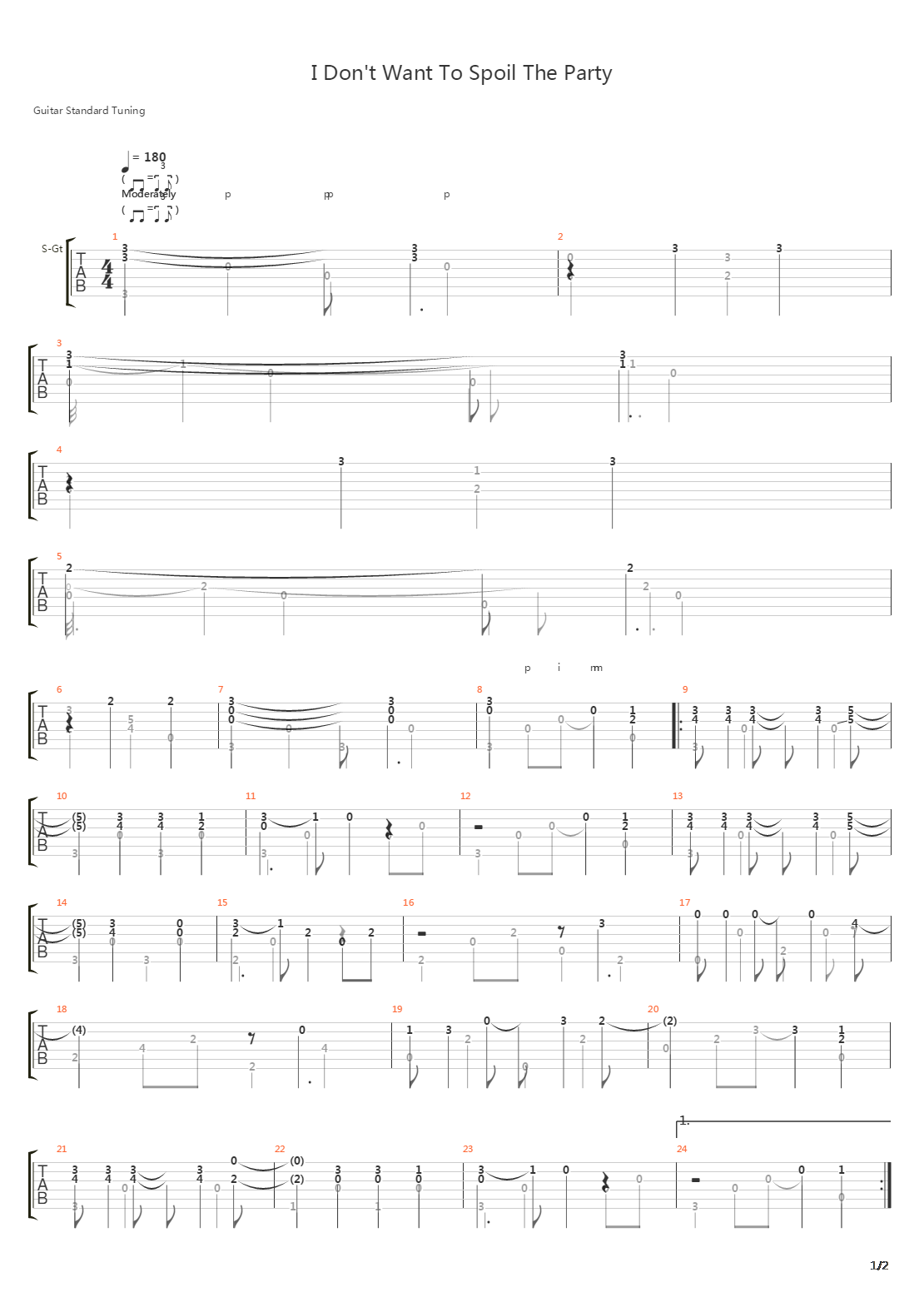 I Dont Want To Spoil The Party吉他谱