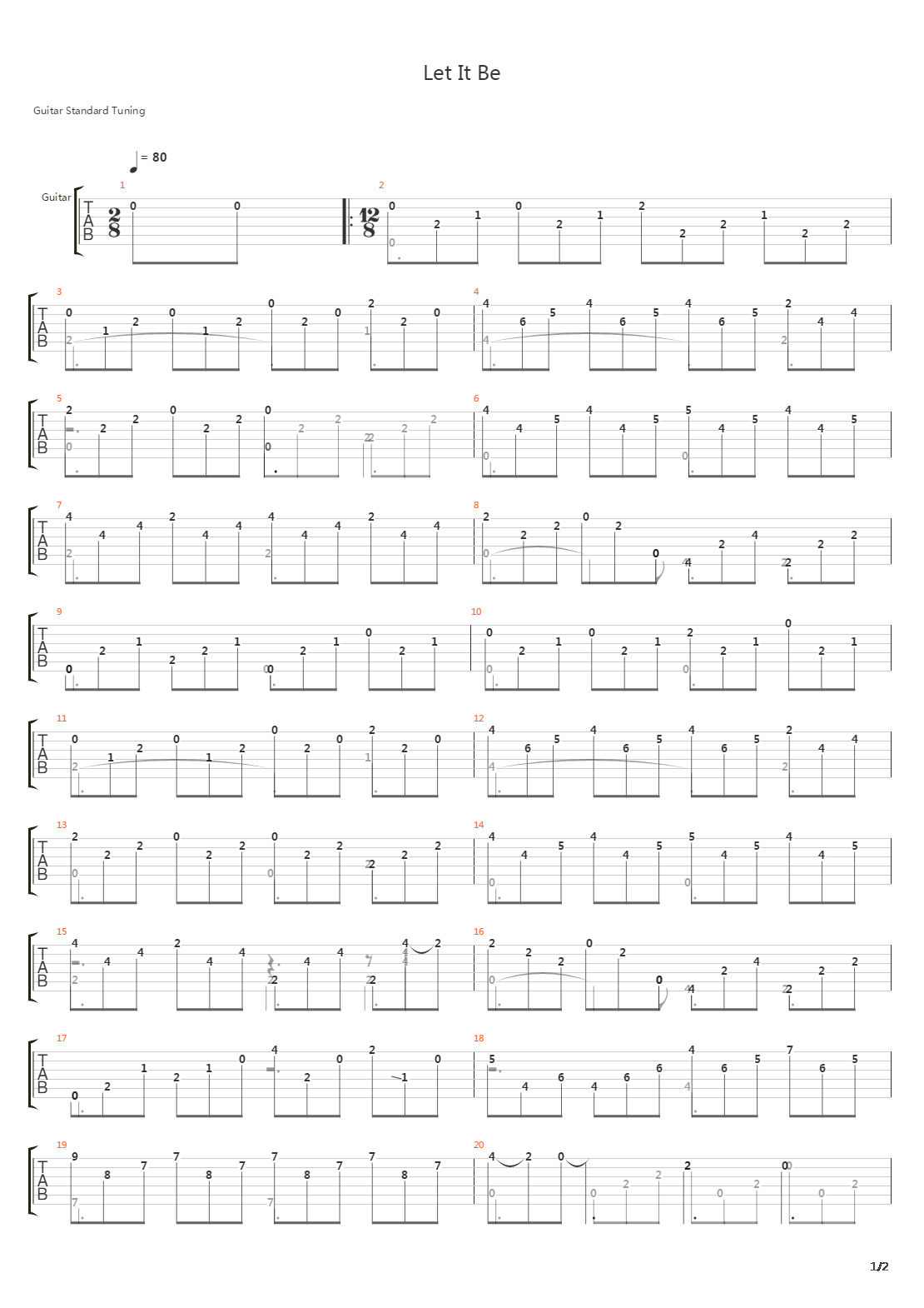 Let It Be吉他谱