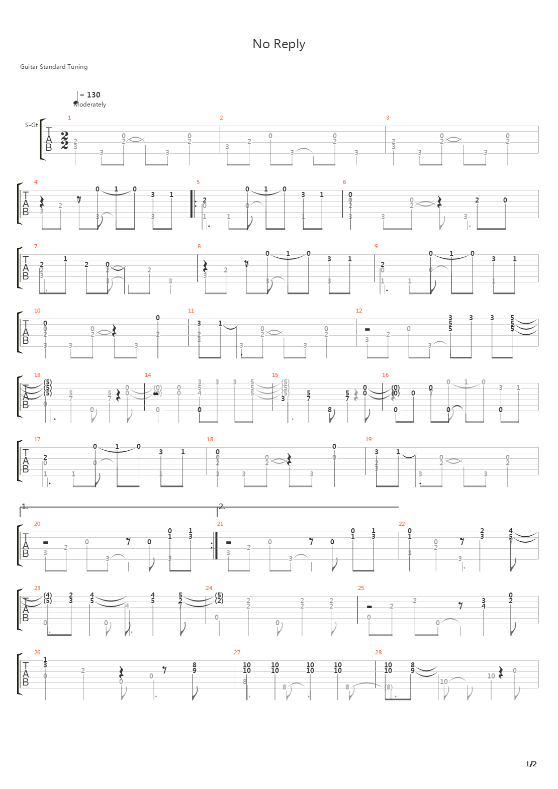 No Reply吉他谱