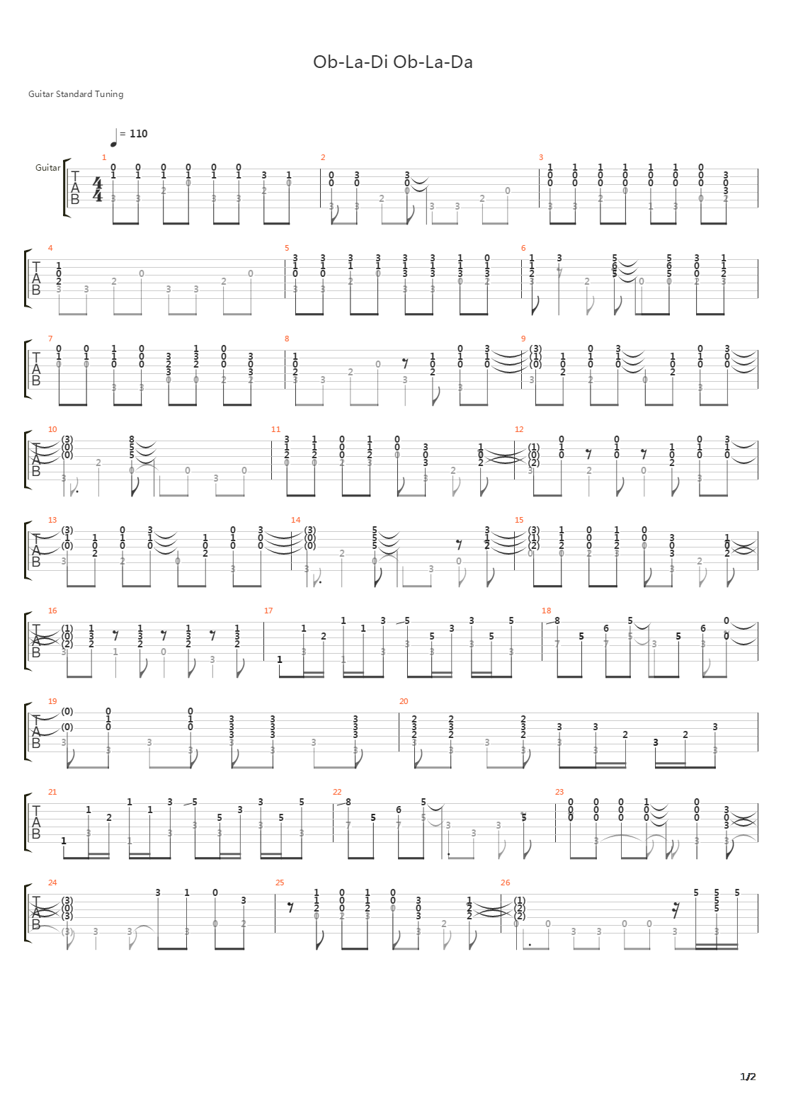 Ob La Di Ob La Da吉他谱