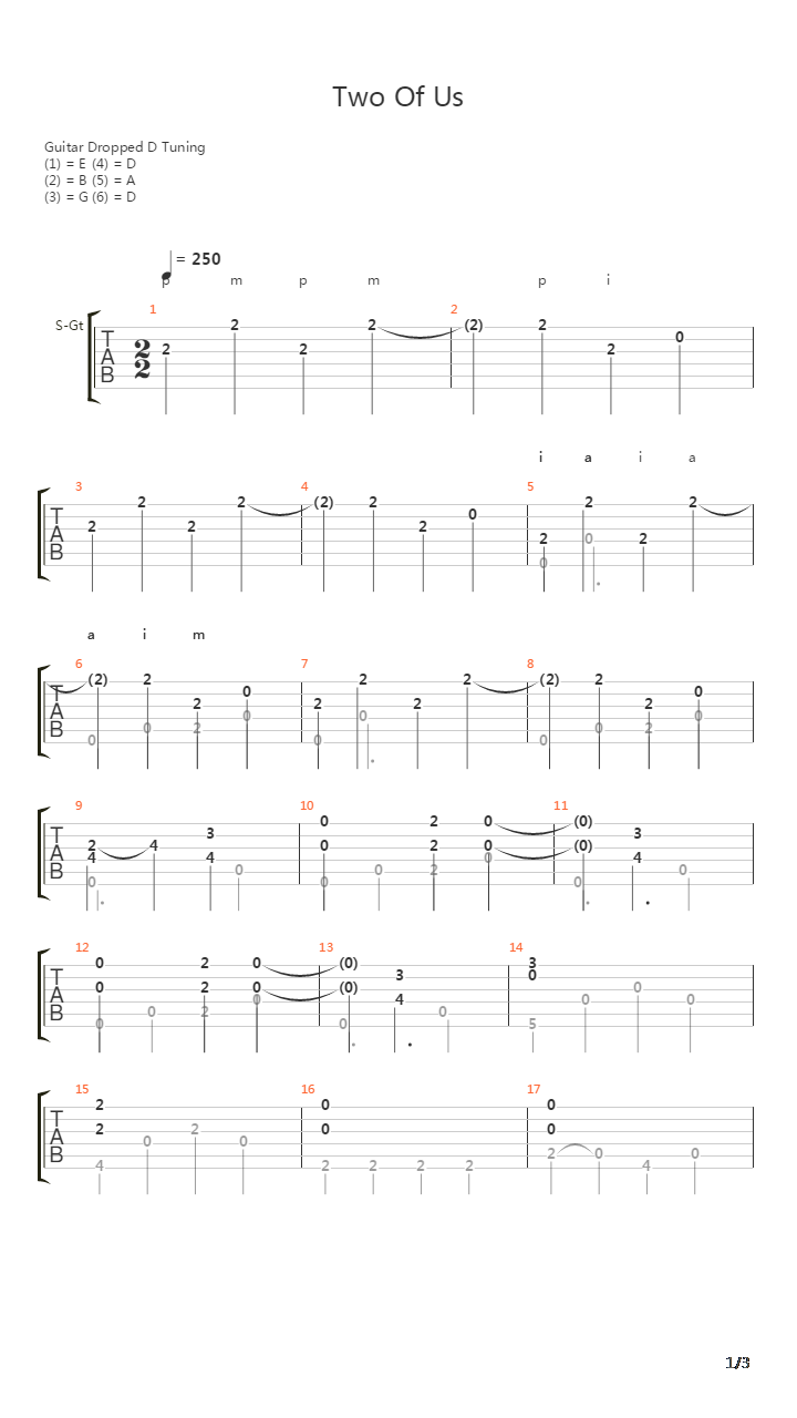 Two Of Us吉他谱