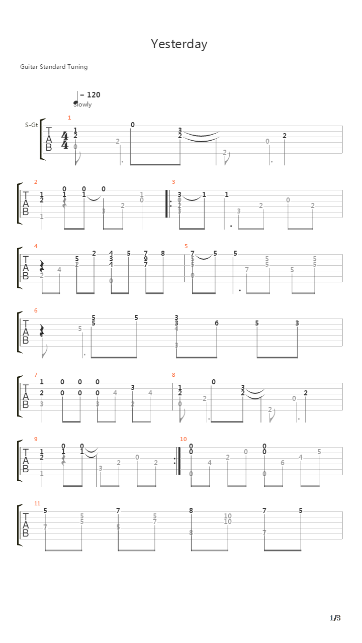 Yesterday吉他谱