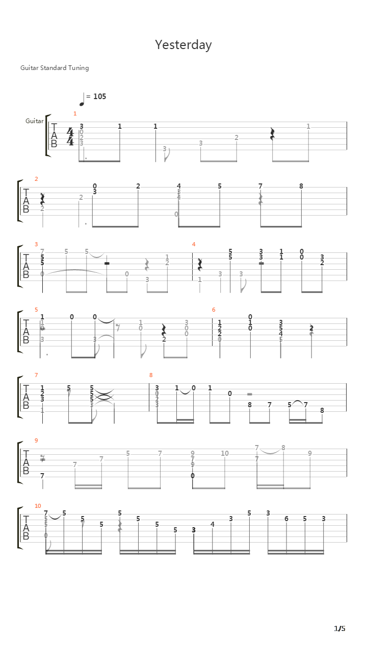 Yesterday吉他谱