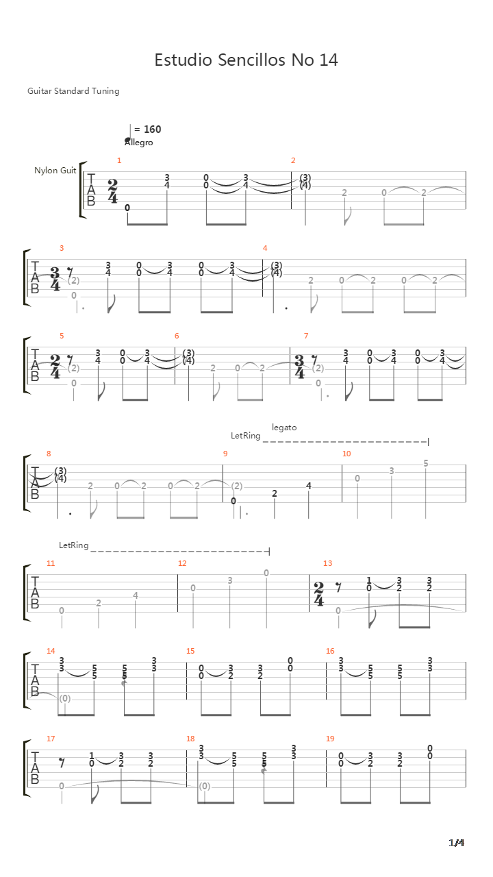 Estudio Sencillos No 14吉他谱