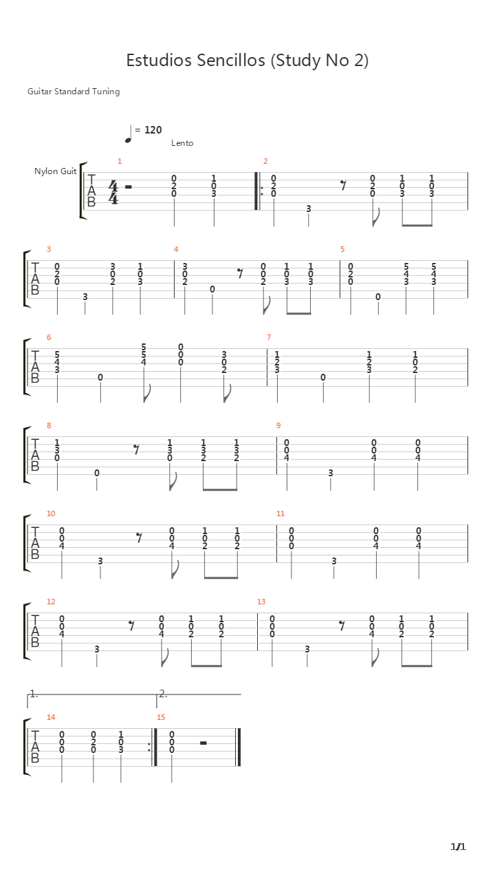 Estudios Sencillos (Study No 2)吉他谱