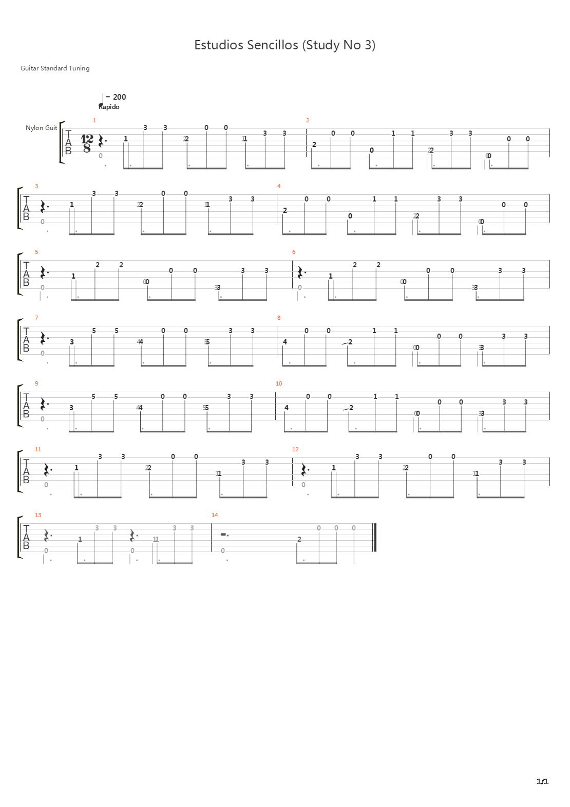 Estudios Sencillos (Study No 3)吉他谱