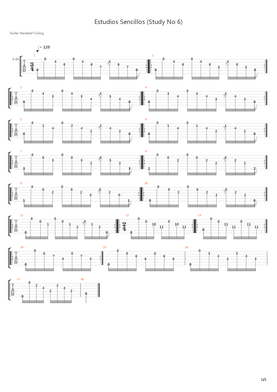 Estudios Sencillos (Study No 6)吉他谱