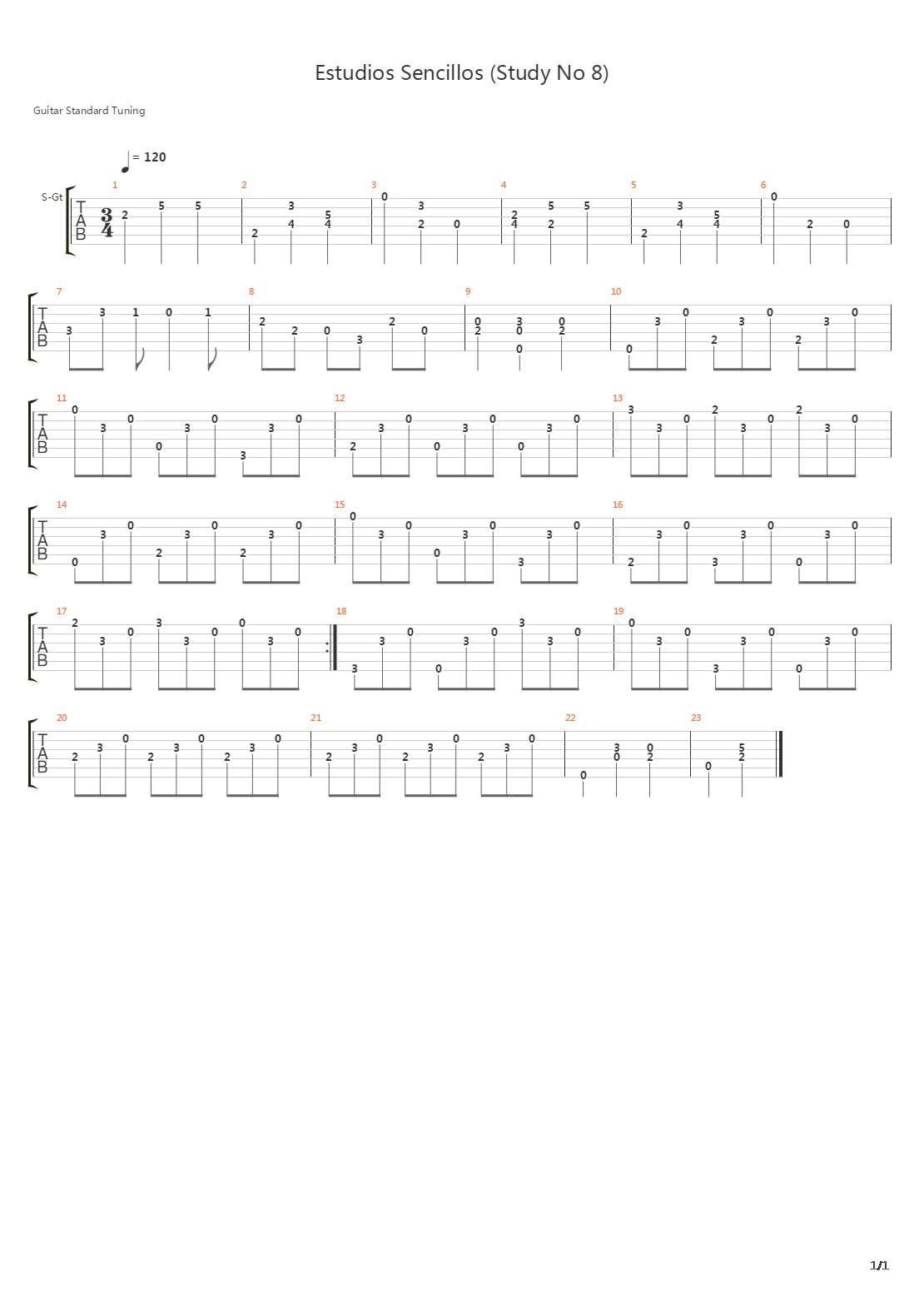 Estudios Sencillos (Study No 8)吉他谱