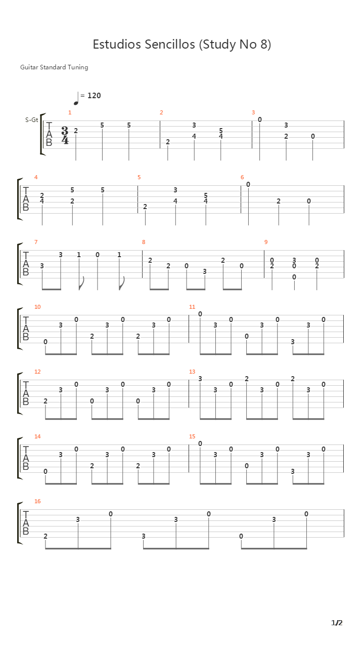 Estudios Sencillos (Study No 8)吉他谱