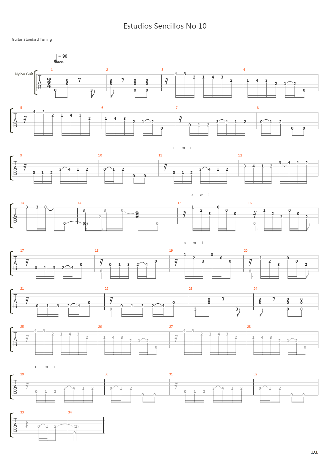 Estudios Sencillos (Study No 10)吉他谱