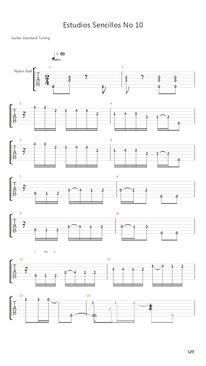 Estudios Sencillos (Study No 10)吉他谱