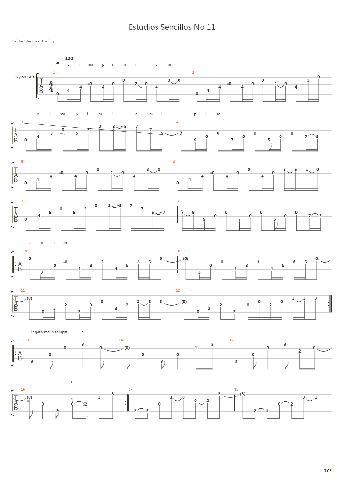 Estudios Sencillos (Study No 11)吉他谱