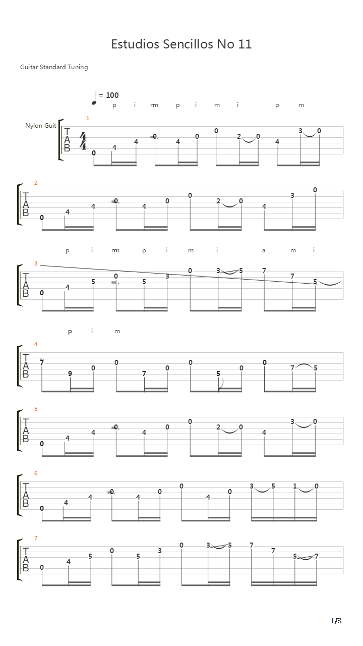 Estudios Sencillos (Study No 11)吉他谱