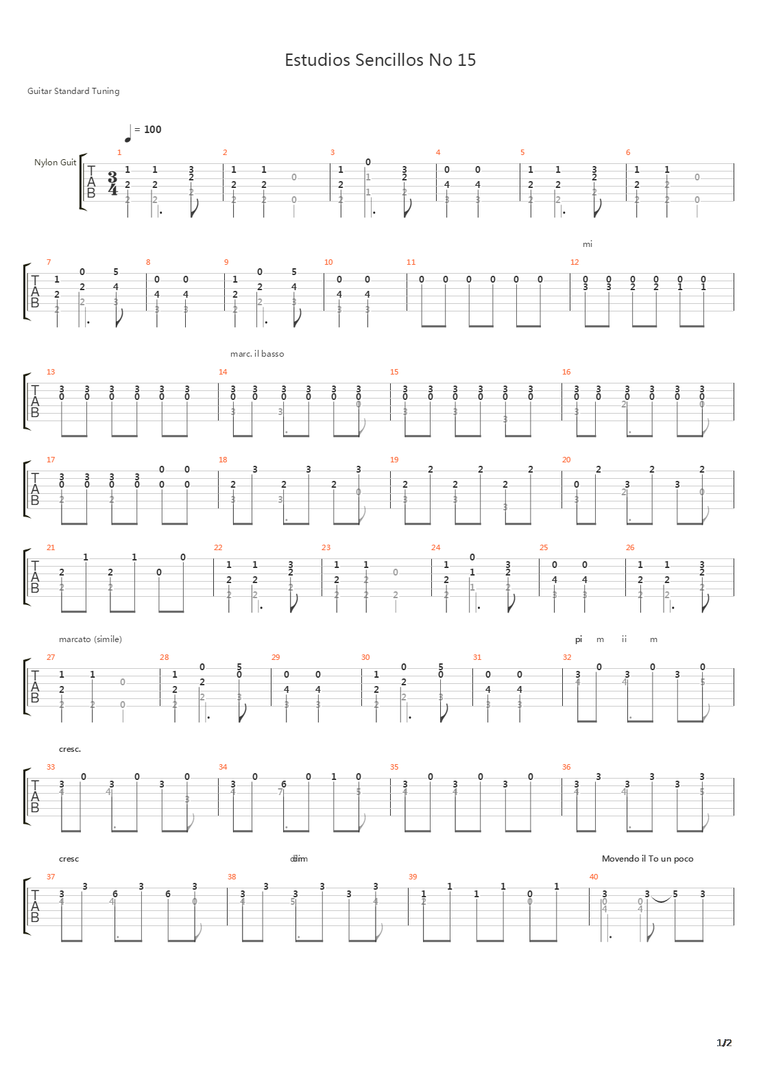 Estudios Sencillos (Study No 15)吉他谱