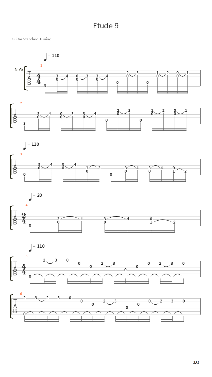 Etude 9吉他谱