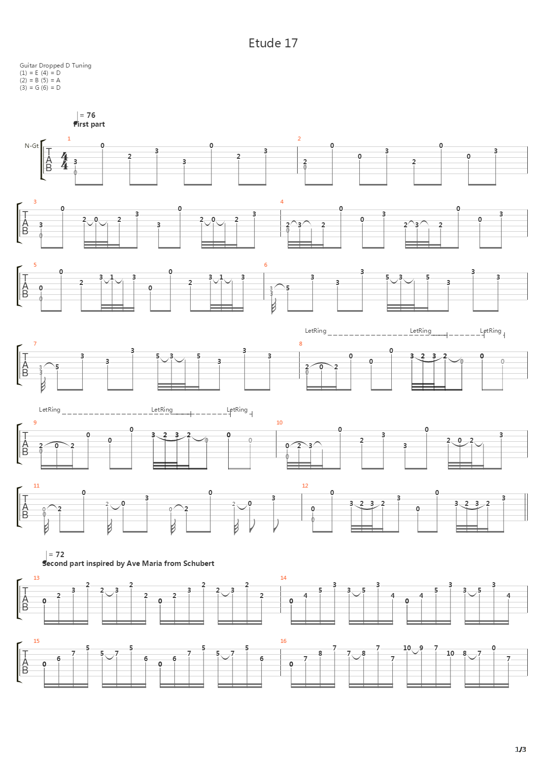 Etude 17吉他谱