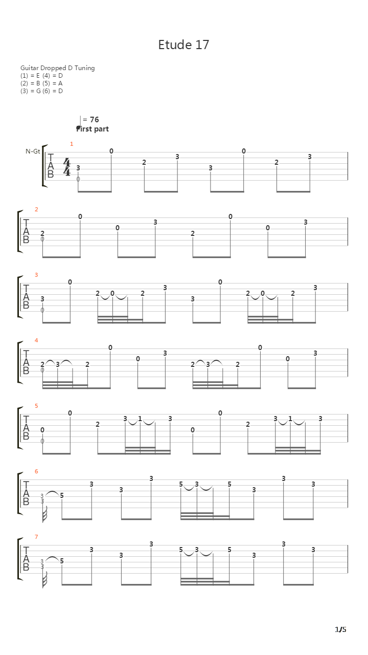 Etude 17吉他谱