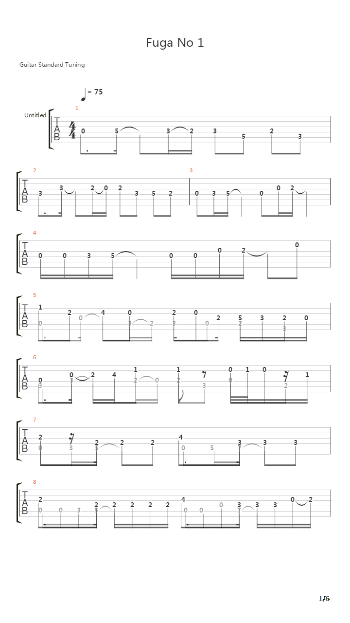 Fuga No 1吉他谱