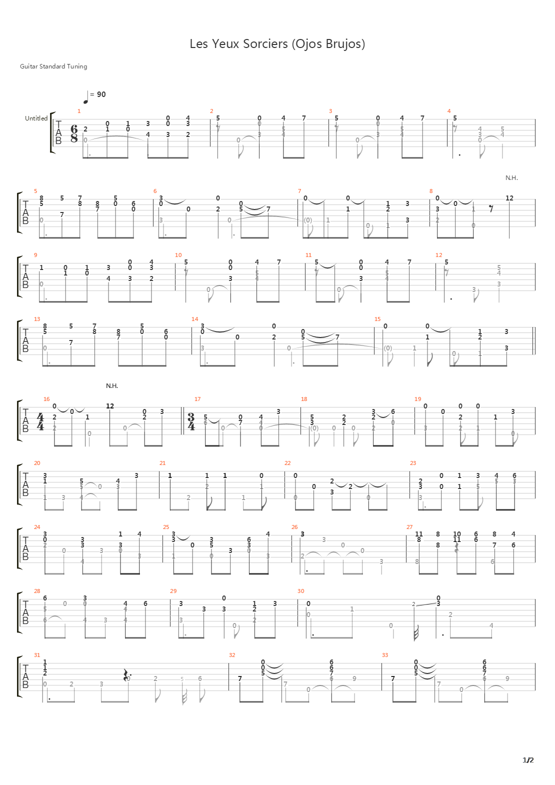 Les Yeux Sorciers (Ojos Brujos)吉他谱