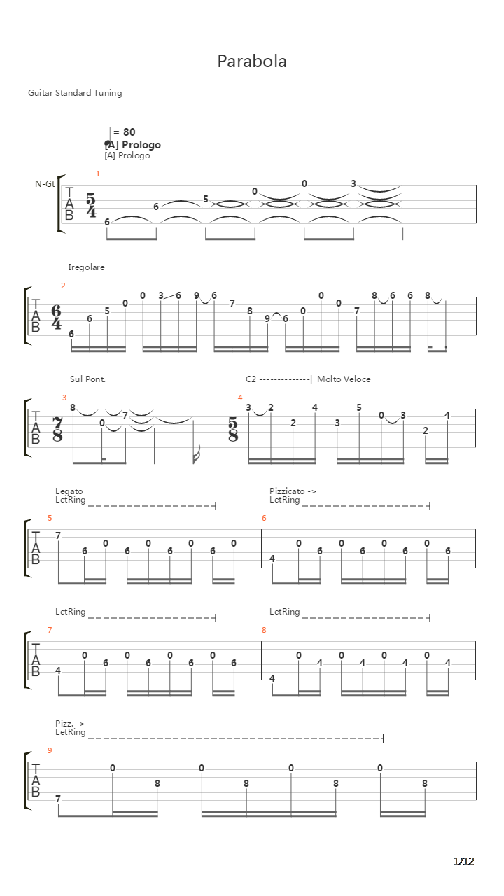 Parabola吉他谱