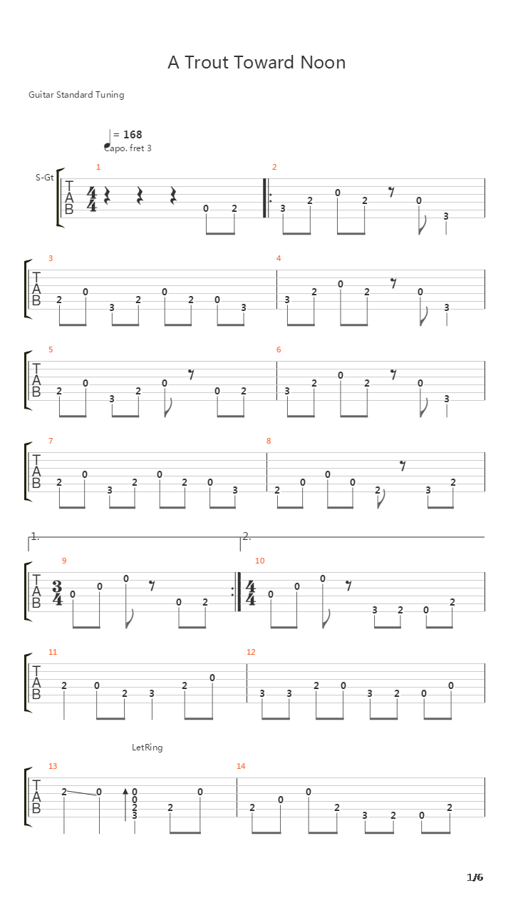 A Trout Toward Noon吉他谱