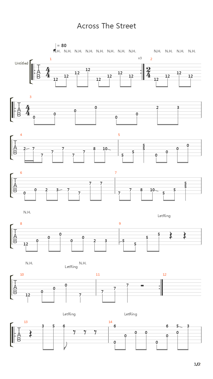 Across The Street吉他谱