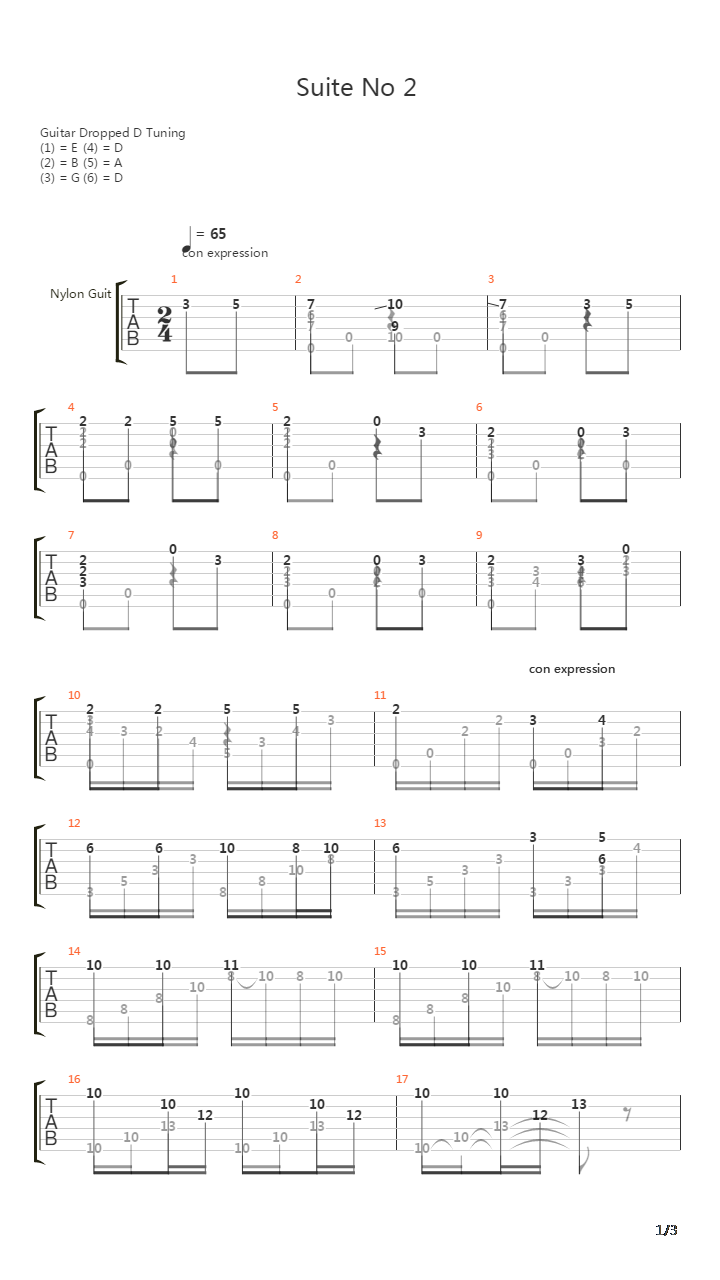 Suite No 2 Andantino吉他谱