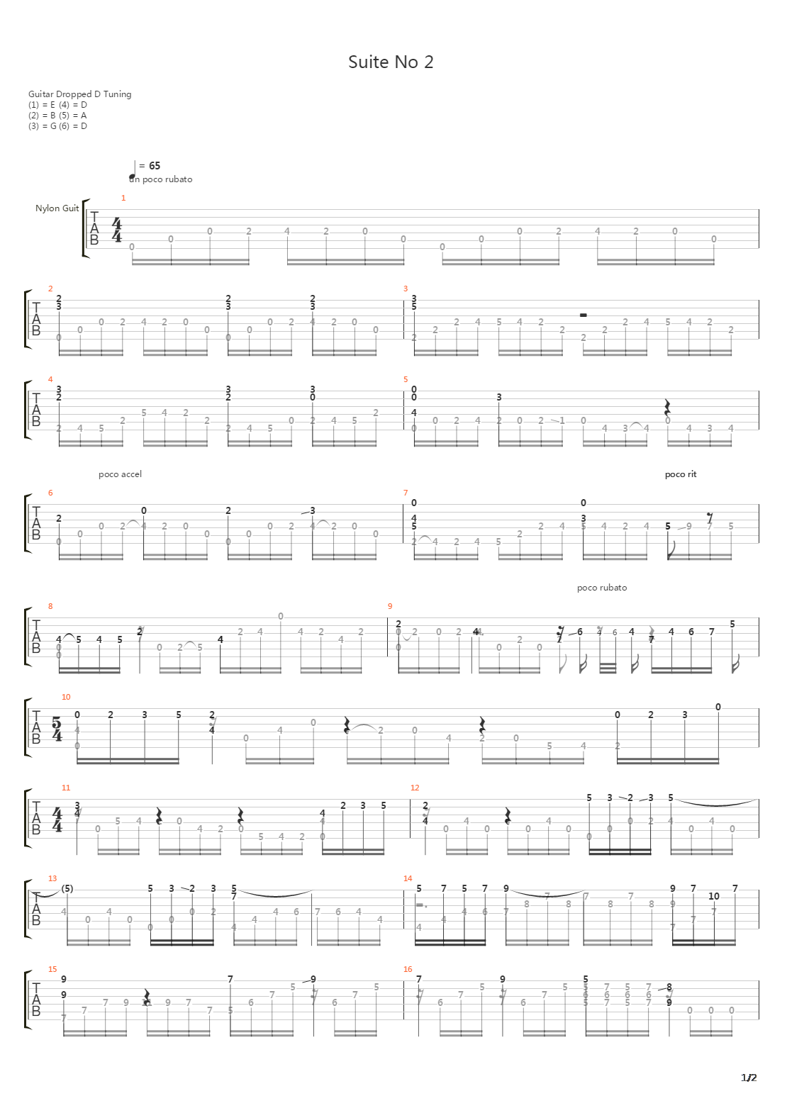 Suite No 2 Preludio吉他谱