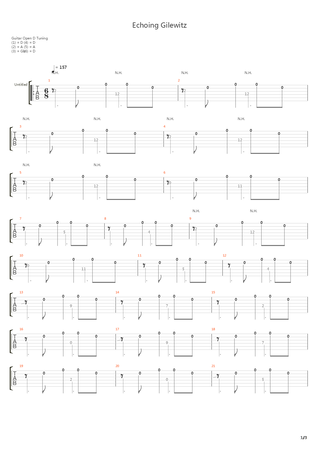 Echoing Gilewitz吉他谱