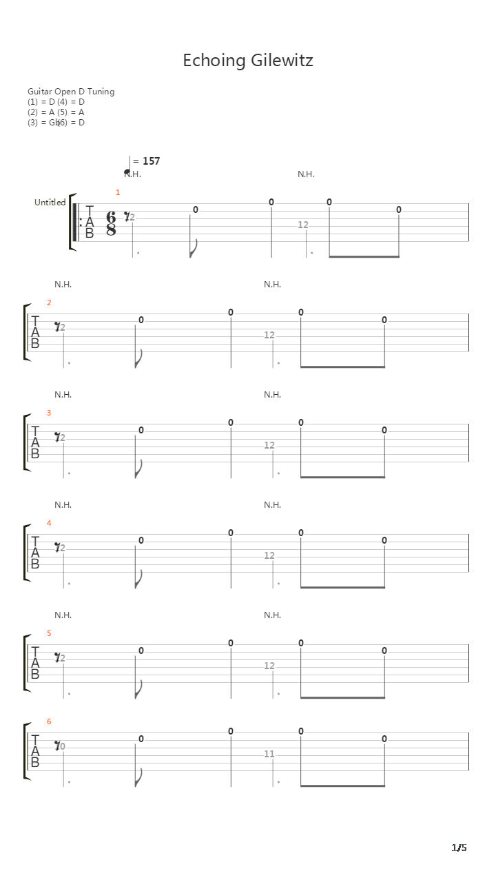 Echoing Gilewitz吉他谱