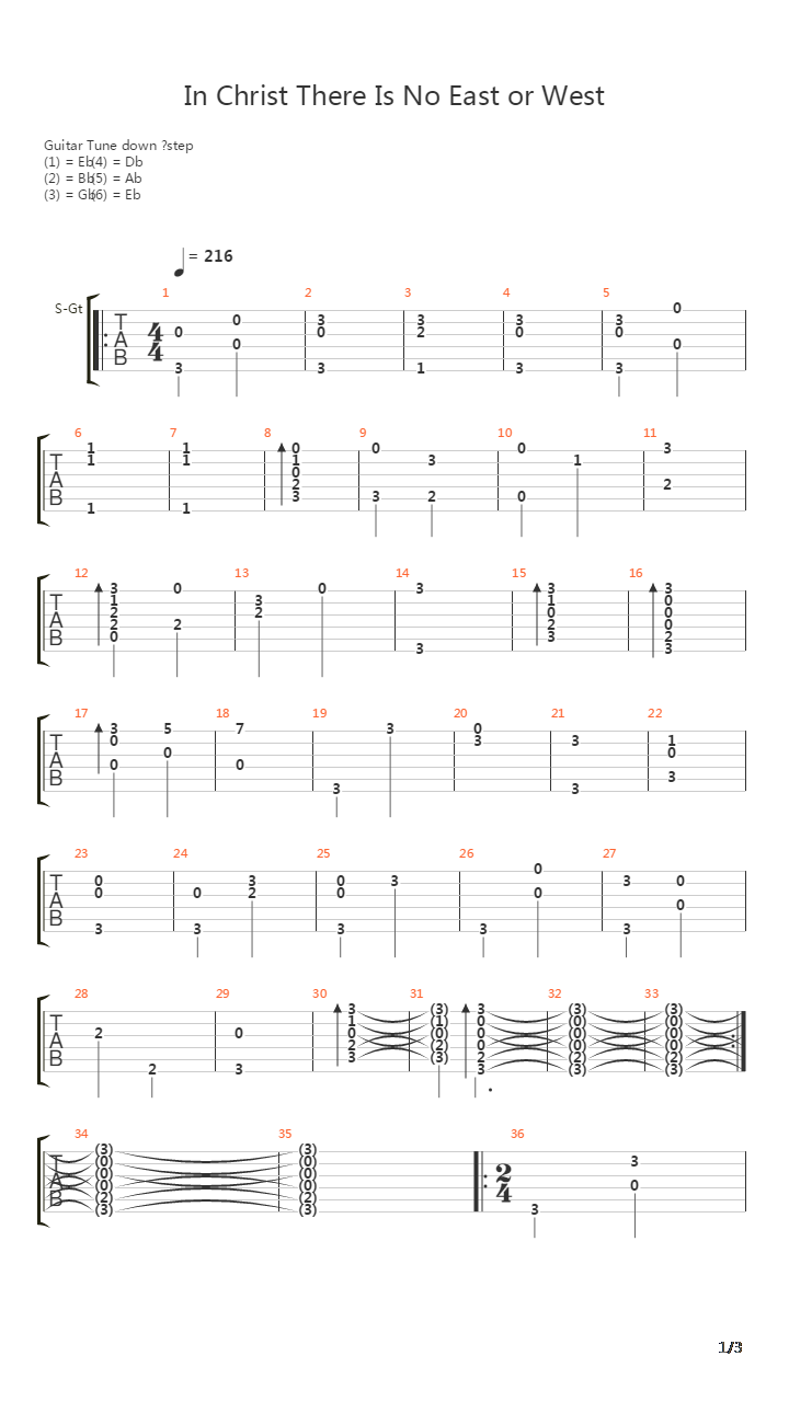 In Christ There Is No East Or West吉他谱