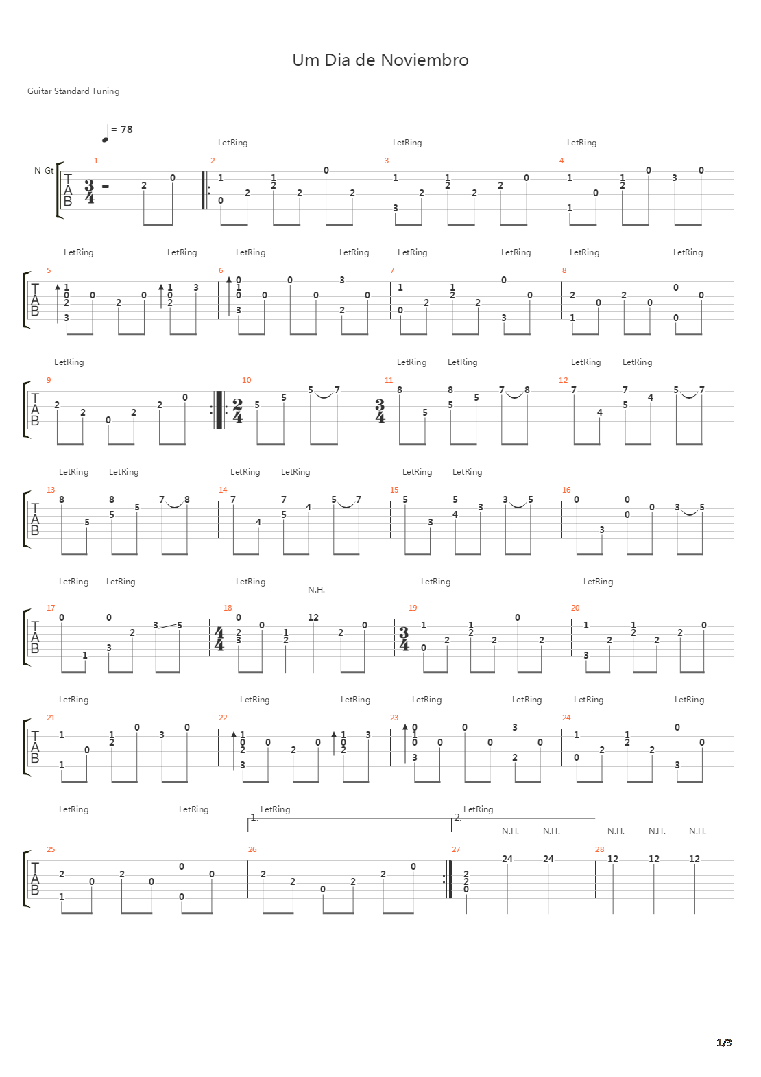 Um Dia de Noviembro吉他谱