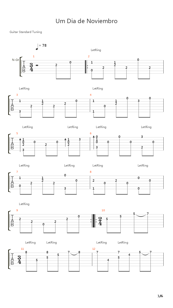 Um Dia de Noviembro吉他谱