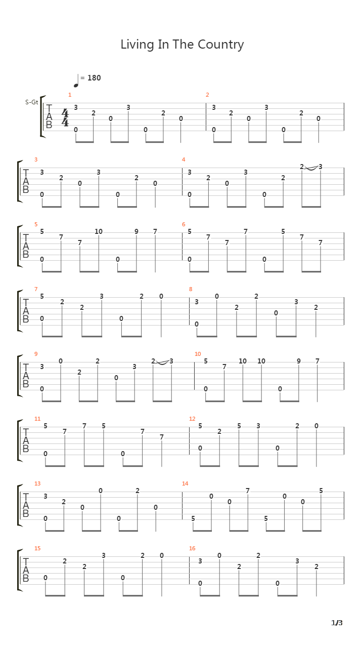 Living In The Country吉他谱