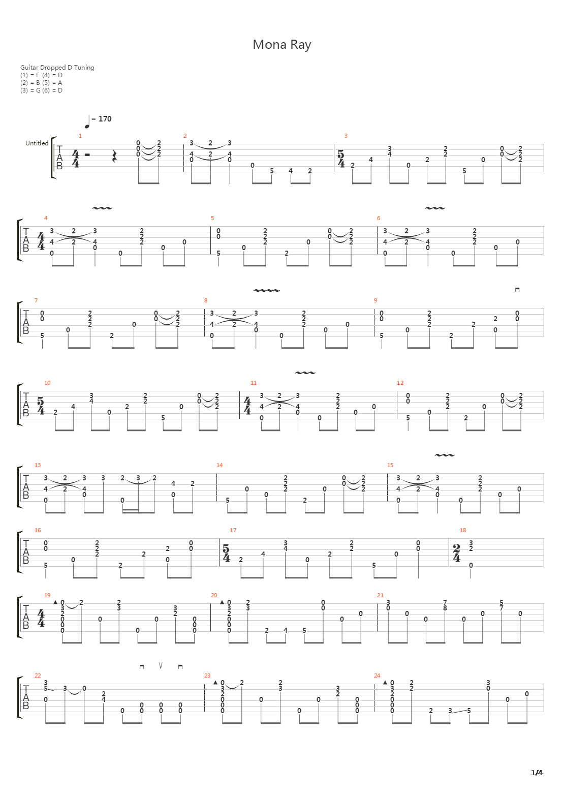 Mona Ray吉他谱