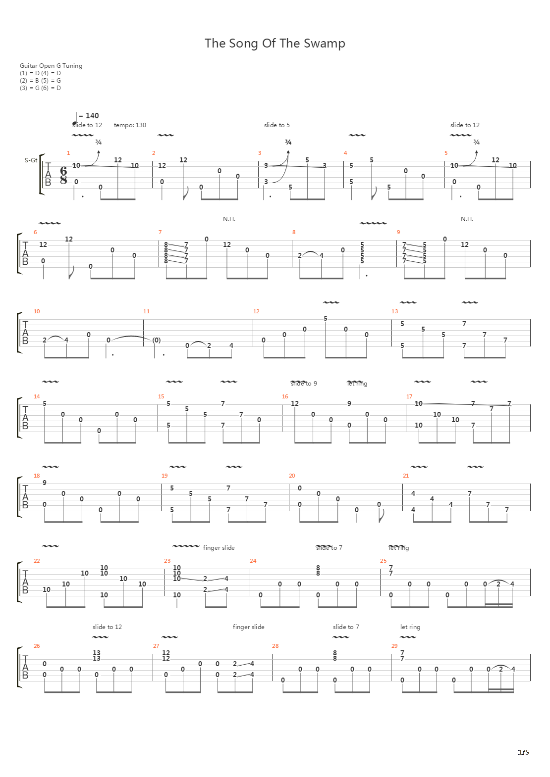 The Song Of The Swamp吉他谱