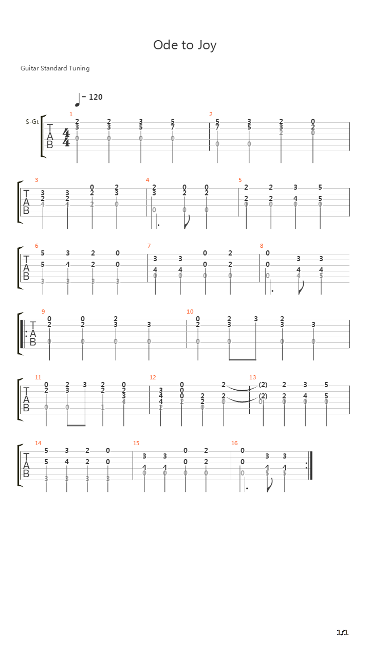 Ode to Joy v2吉他谱