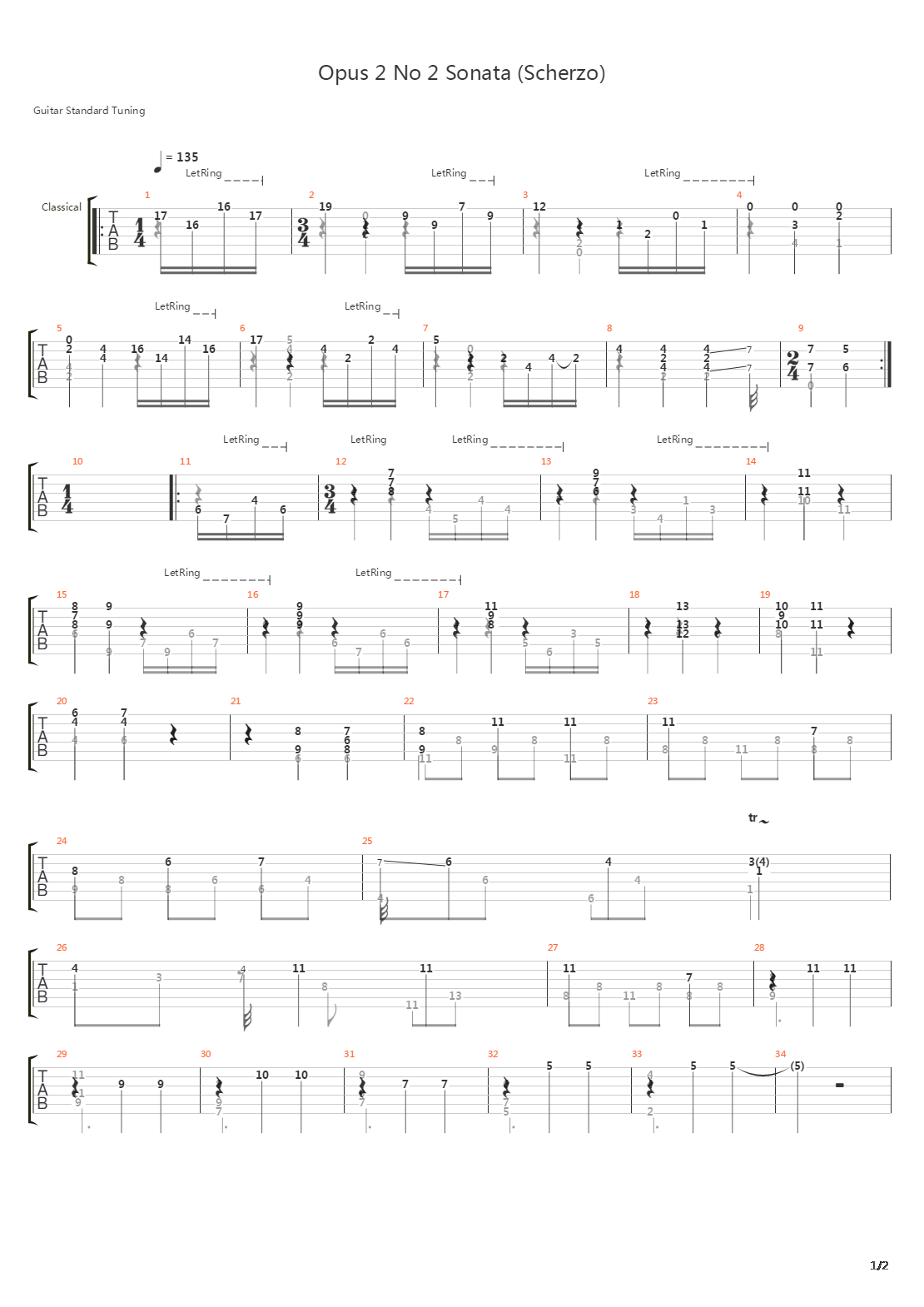 Opus 2 No 2 Sonata吉他谱