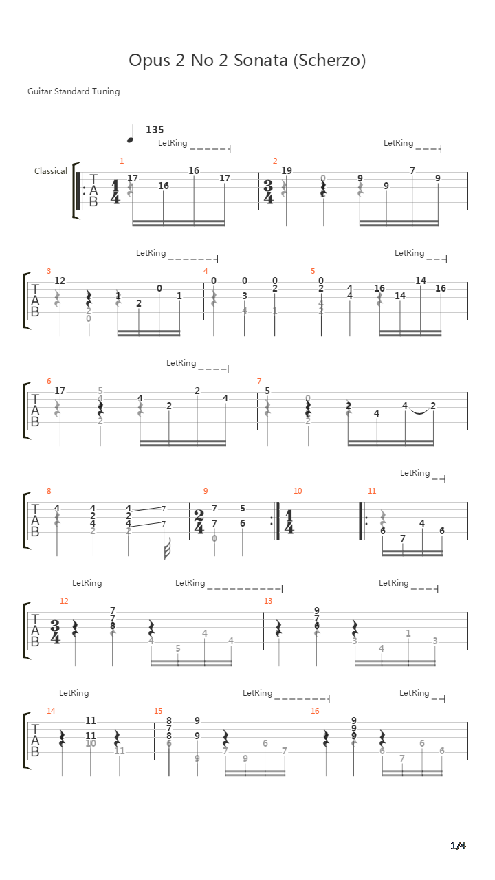 Opus 2 No 2 Sonata吉他谱